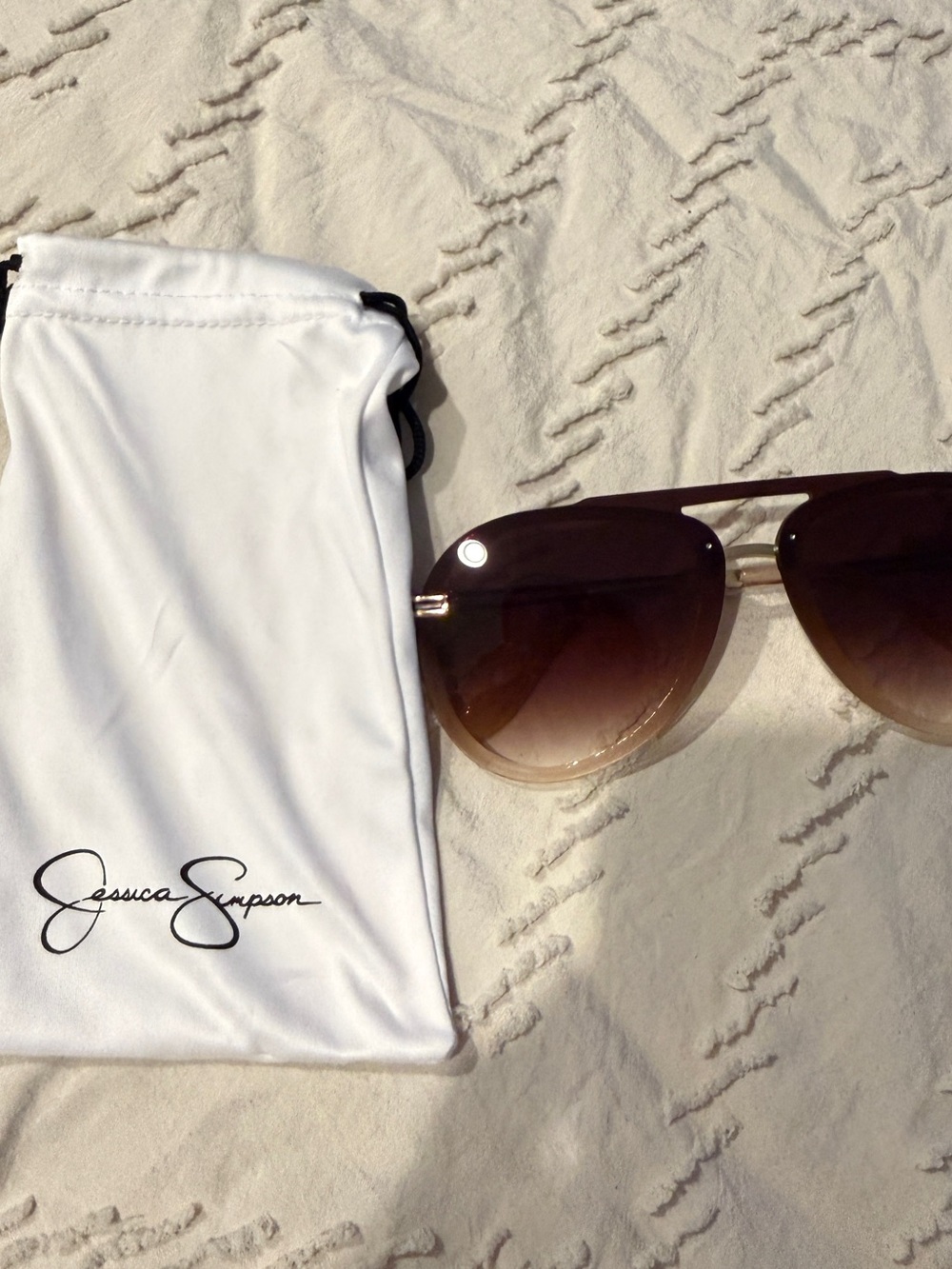 Jessica Simpson Brown Gradient Cat-Eye Sunglasses with Gold Accents